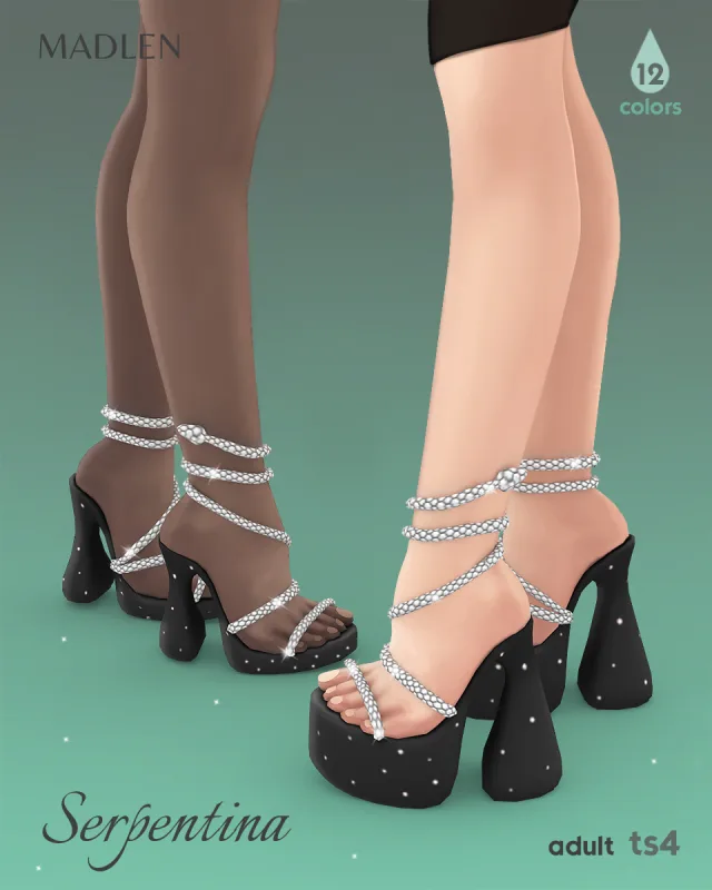 Vista previa de Serpentina zapatos slip into serpentina heels for, zapatos de madlensims para Los Sims 4.