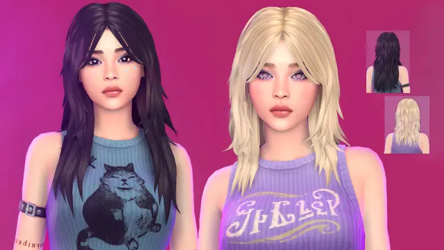 Vista previa de Set of two hairstyles, cabello de thekunstwollen para Los Sims 4.