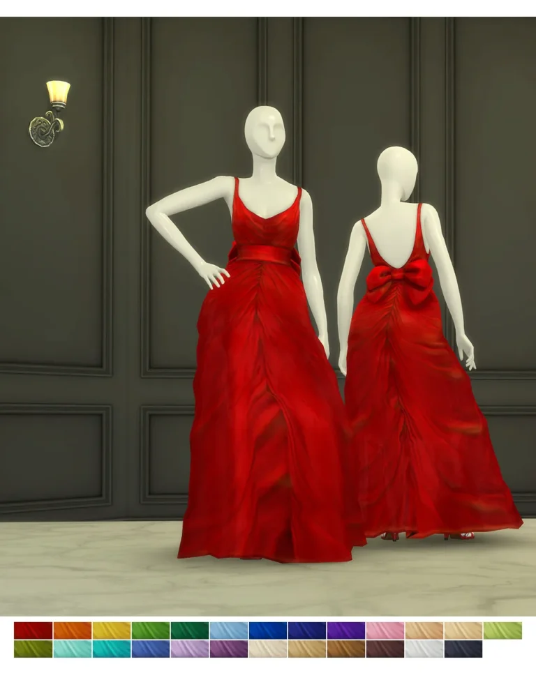 Vista previa de Shape with Bow Gown (25 color), crear un sim de rustys-cc para Los Sims 4.
