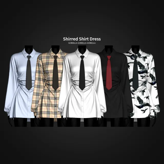 Vista previa de Shirred Shirt vestido, ropa de gorillax3-cc para Los Sims 4.