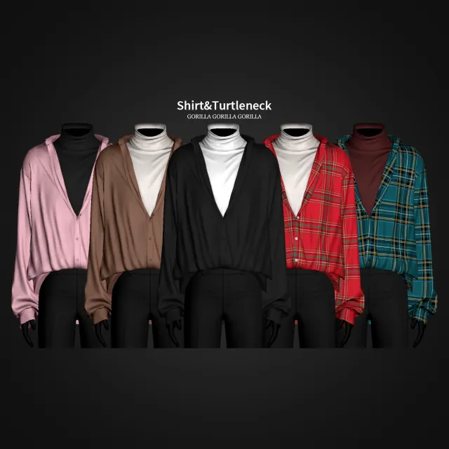 Vista previa de Shirt&Turtleneck, ropa de gorillax3-cc para Los Sims 4.