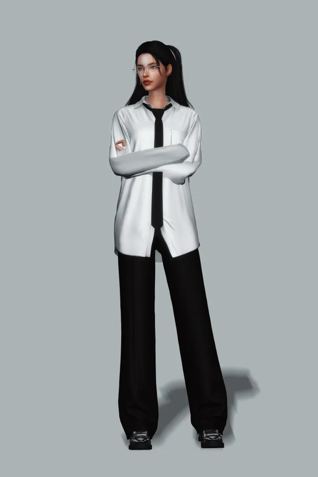 Vista previa de Shirt w Necktie AF, ropa de gorillax3-cc para Los Sims 4.