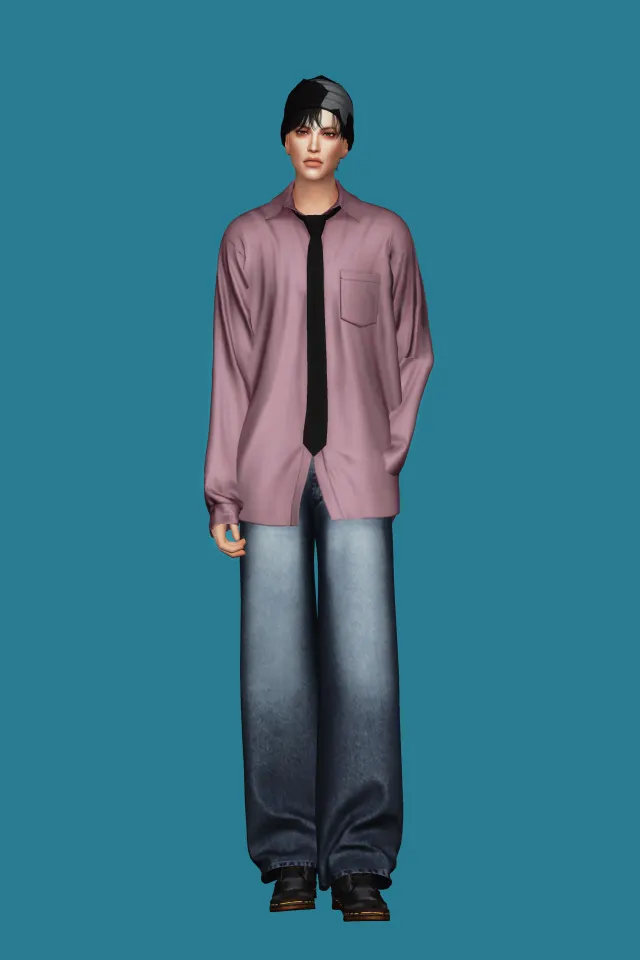 Vista previa de Shirt w Necktie II, ropa de gorillax3-cc para Los Sims 4.