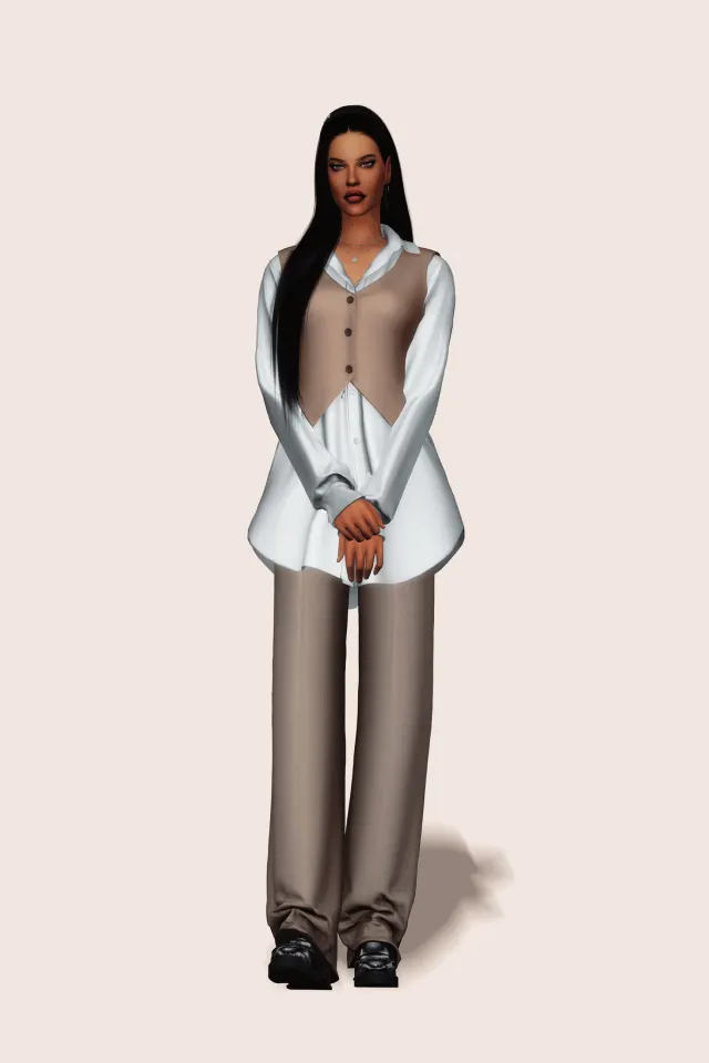 Vista previa de Shirt w Vest, ropa de gorillax3-cc para Los Sims 4.