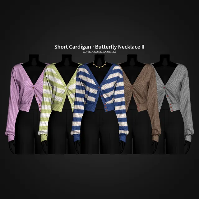 Vista previa de Short Cardigan · Butterfly Necklace II, accesorios de gorillax3-cc para Los Sims 4.