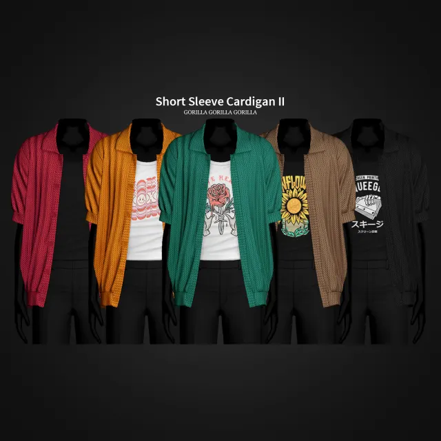 Vista previa de Short Sleeve Cardigan II, ropa de gorillax3-cc para Los Sims 4.
