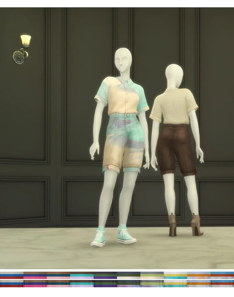 Vista previa de Short-sleeved shirt SS21 & Basic Pants IV (30 color), ropa de rustys-cc para Los Sims 4.