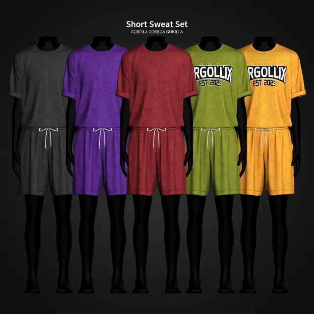 Vista previa de Short Sweat Set, crear un sim de gorillax3-cc para Los Sims 4.