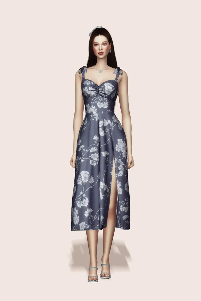 Vista previa de Shoulder Tie vestido, ropa de gorillax3-cc para Los Sims 4.