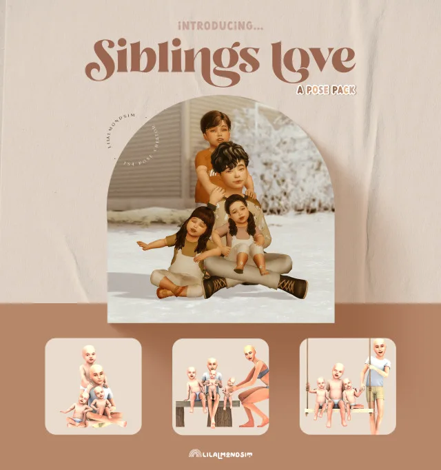 Vista previa de Siblings love — 𝒑𝒐𝒔𝒆 𝒑𝒂𝒄𝒌, poses de lilalmondsim para Los Sims 4.