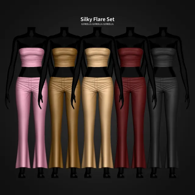Vista previa de Silky Flare Set, crear un sim de gorillax3-cc para Los Sims 4.