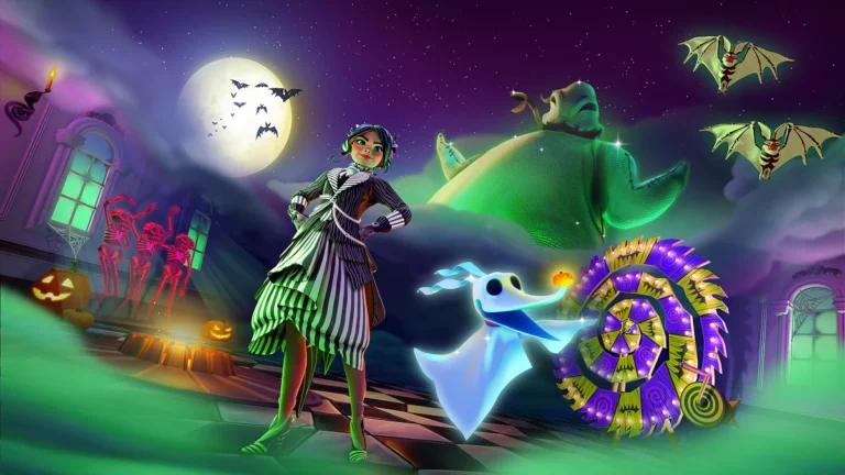 Oogie Boogie y Zero en el arte oficial de Días aterradores de Disney Dreamlight Valley