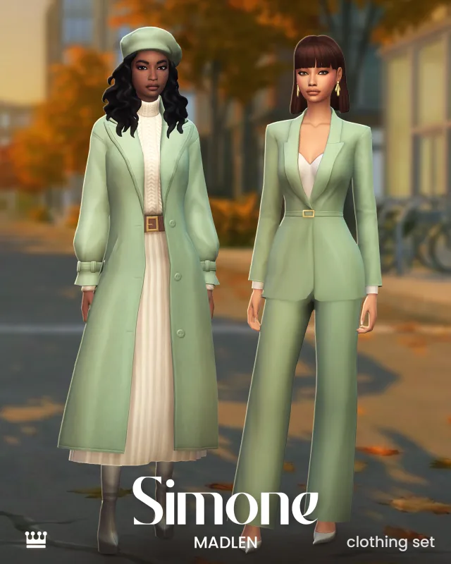Vista previa de Simone set a minimal soft tailored set that, ropa de madlensims para Los Sims 4.