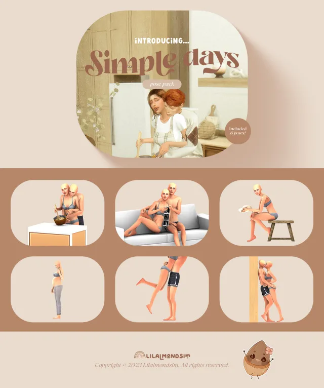 Vista previa de Simple days β ππππ ππππ, poses de lilalmondsim para Los Sims 4.