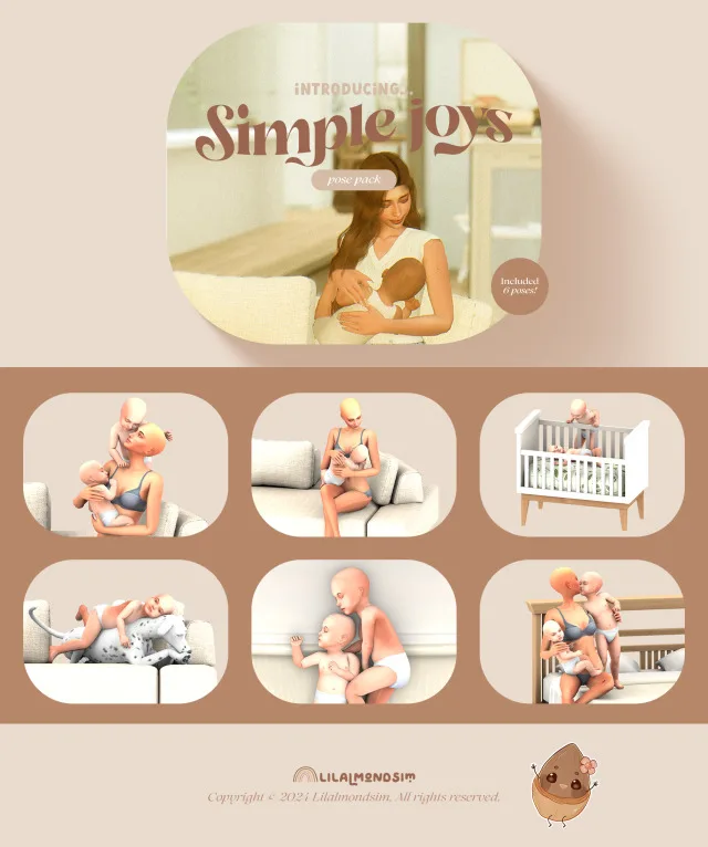 Vista previa de Simple joys — 𝒑𝒐𝒔𝒆 𝒑𝒂𝒄𝒌 𝒘𝒊𝒕𝒉 𝒊𝒏𝒇𝒂𝒏𝒕𝒔!, poses de lilalmondsim para Los Sims 4.