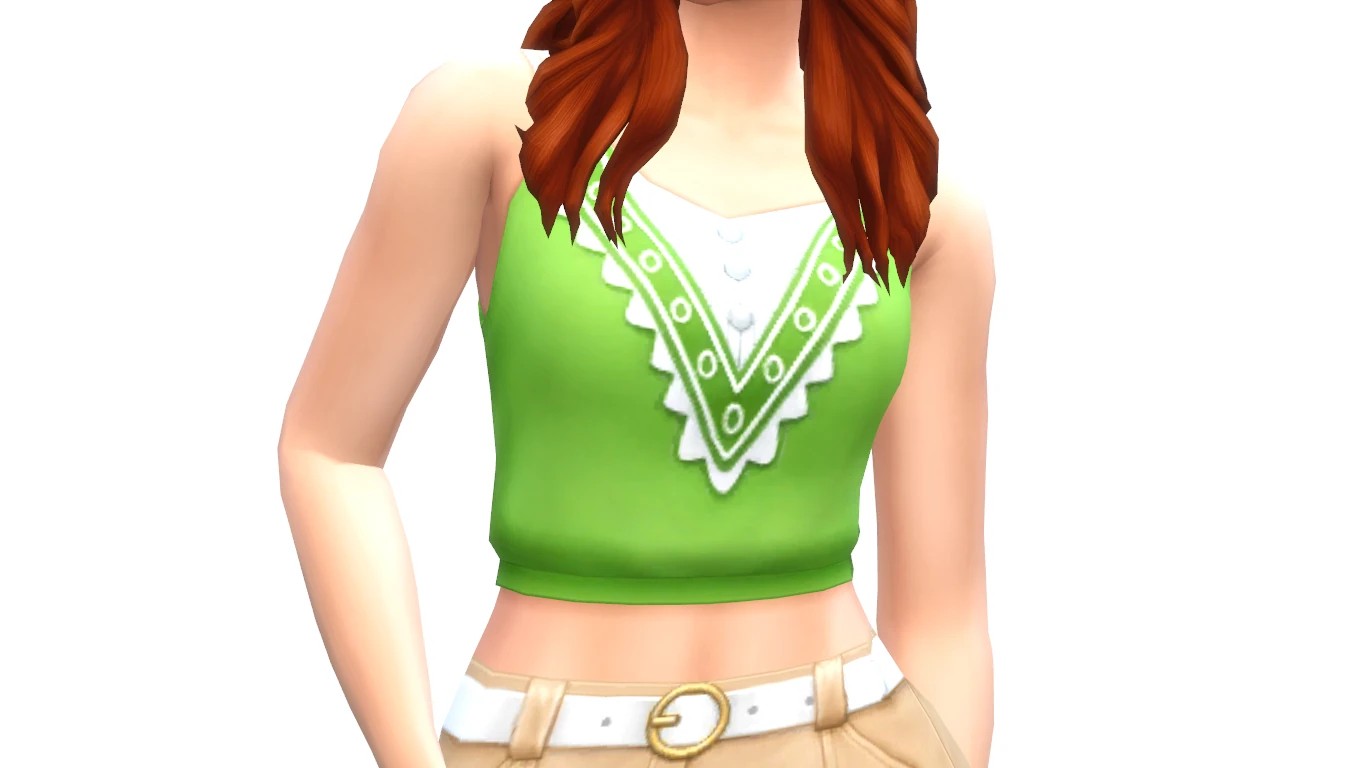 Detalle del top verde Cute & Dainty de SimLaughLove para Los Sims 4