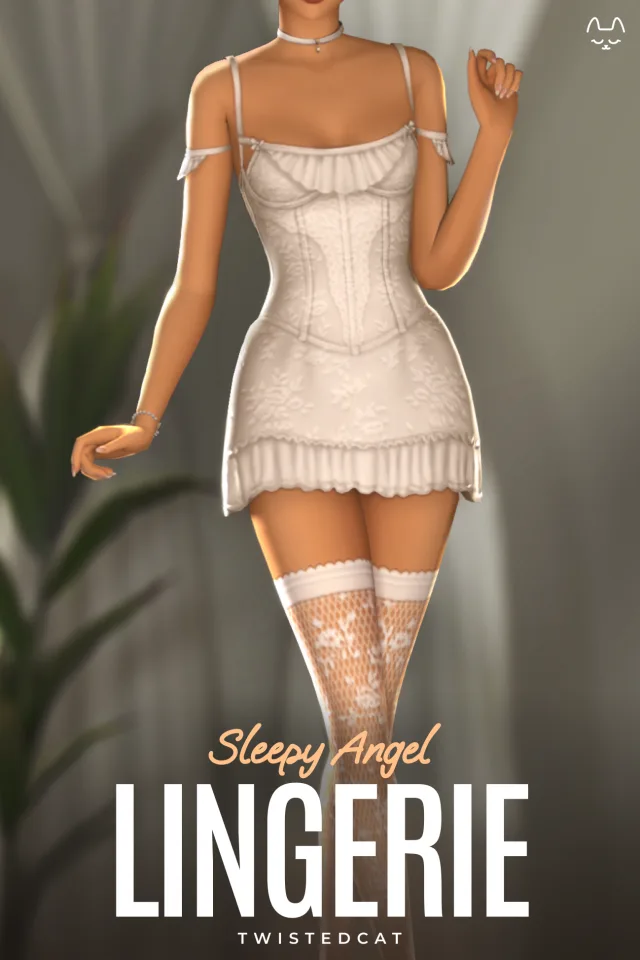 Vista previa de Sleepy Angel Lingerie, ropa de twisted-cat para Los Sims 4.