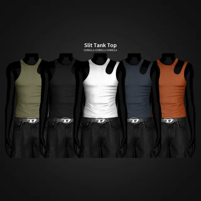 Vista previa de Slit Tank Top, ropa de gorillax3-cc para Los Sims 4.