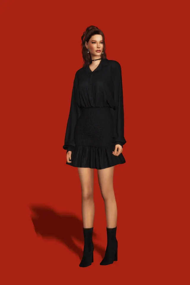 Vista previa de Smocked Shirt vestido, ropa de gorillax3-cc para Los Sims 4.