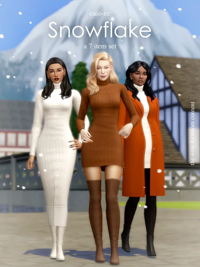 Vista previa de Snowflake: A 7 items set, crear un sim de caio-cc para Los Sims 4.