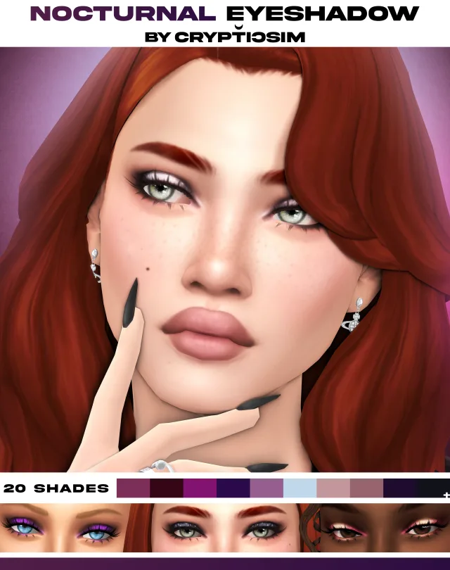 Vista previa de Sombra de ojos nocturnal, maquillaje de crypticsim para Los Sims 4.