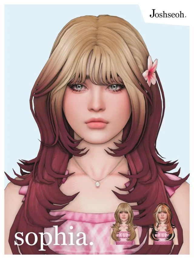 Vista previa de Sophia cabello, Accessory, and Ombre/Calico Overlay (cabello Commissions), cabello de joshseoh para Los Sims 4.