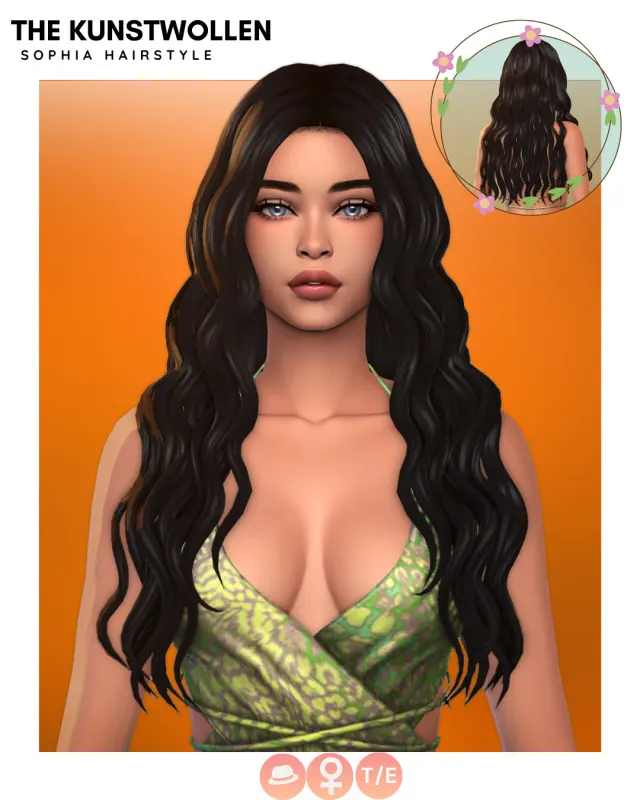 Sophia: cabello femenino Maxis Match de The Kunstwollen para Los Sims 4.