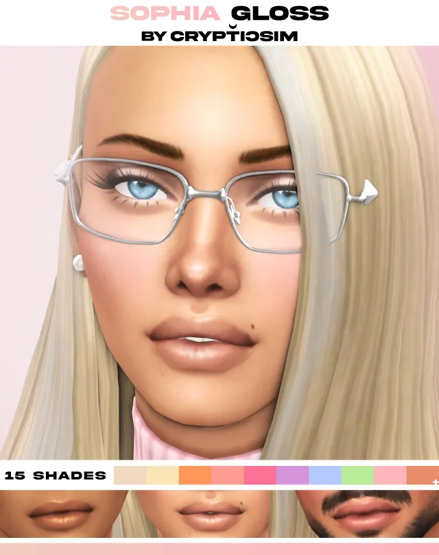 Vista previa de Sophia gloss, maquillaje de crypticsim para Los Sims 4.