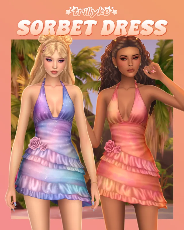 Vista previa de Sorbet vestido, ropa de trillyke para Los Sims 4.
