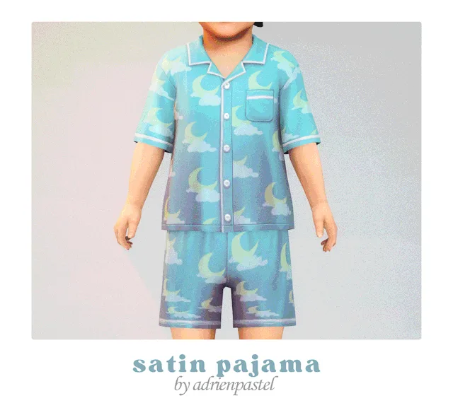 Vista previa de SP56 Satin Pajama (Toddlers), ropa de its-adrienpastel para Los Sims 4.