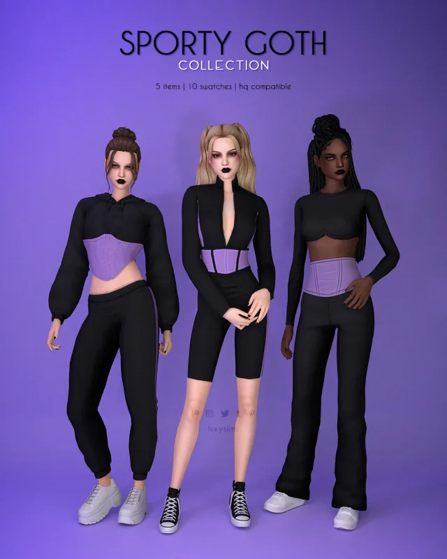 Vista previa de Sporty Goth colección - Complete, crear un sim de luxysims para Los Sims 4.