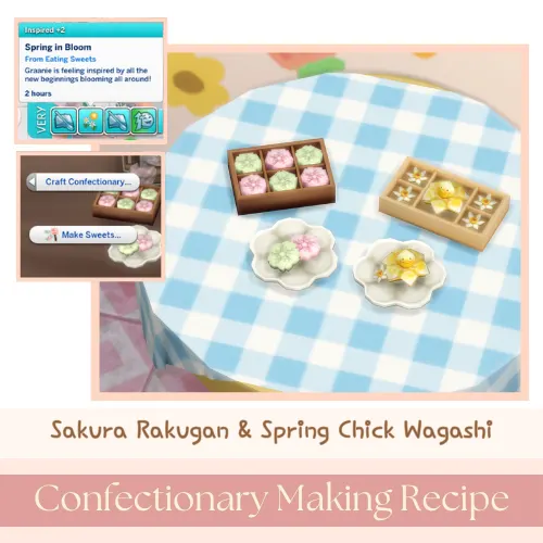 Vista previa de Spring Chick Wagashi Multi serving: max vertices 504 / polygons 538 Single serving: max vertices 311 / polygons 370, mods de littlbowbub para Lo
