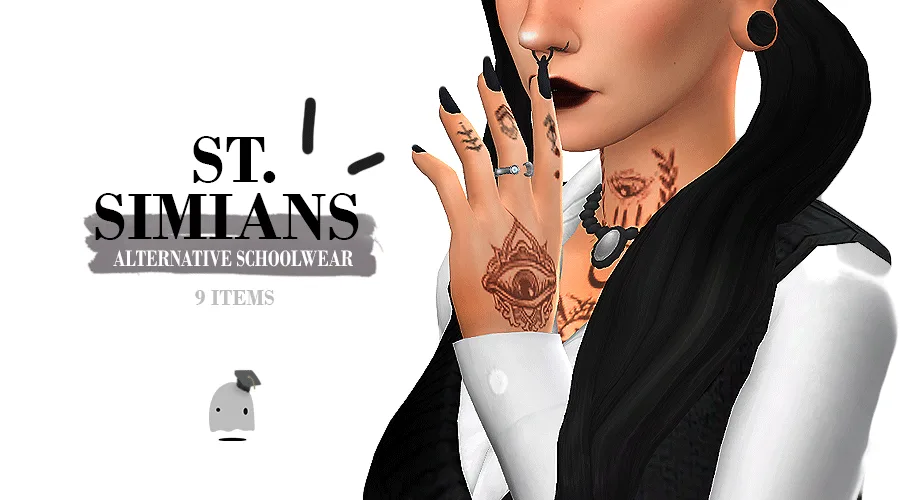 Vista previa de ST. SIMIANS ALTERNATIVE SCHOOLWEAR, crear un sim de sondescent para Los Sims 4.