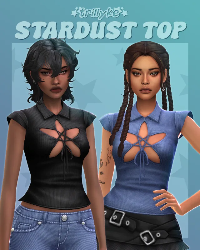 Vista previa de Stardust Top, ropa de trillyke para Los Sims 4.