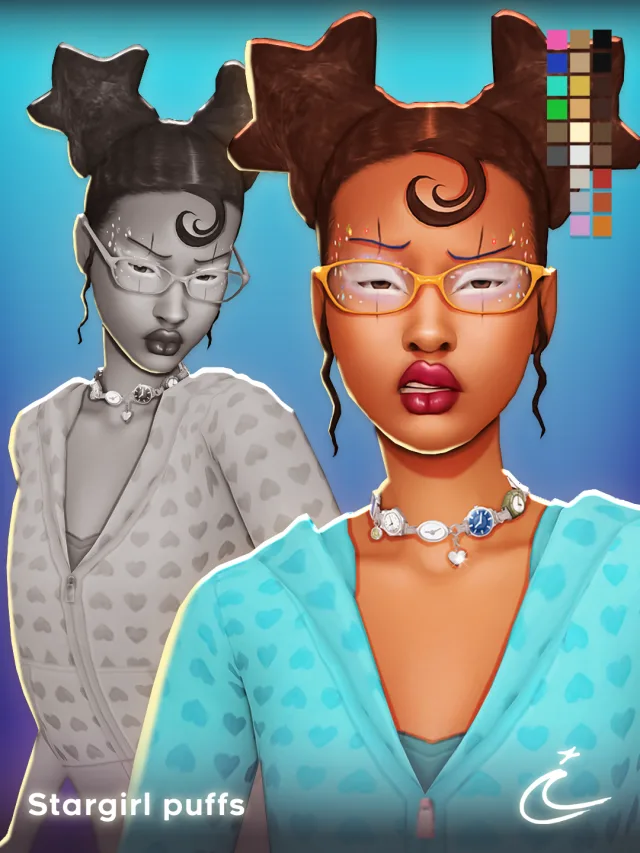 Vista previa de STARGIRL PUFFS BY IMVIKAI, cabello de imvikai para Los Sims 4.