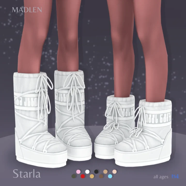 Vista previa de Starla boots inspired by popular moon boots, zapatos de madlensims para Los Sims 4.