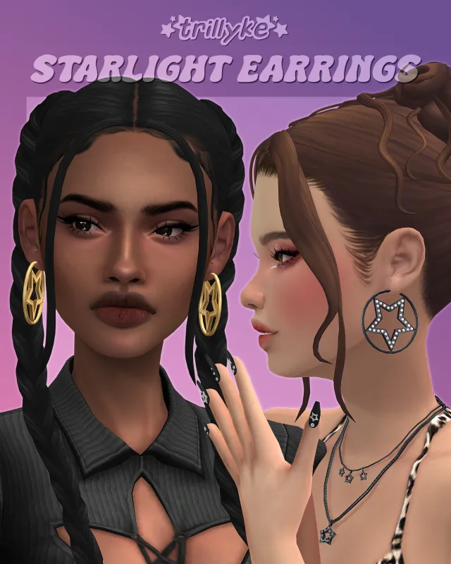 Vista previa de Starlight Earrings, accesorios de trillyke para Los Sims 4.