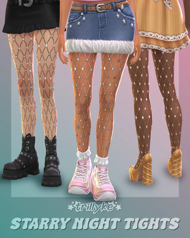 Vista previa de Starry Night Tights, zapatos de trillyke para Los Sims 4.