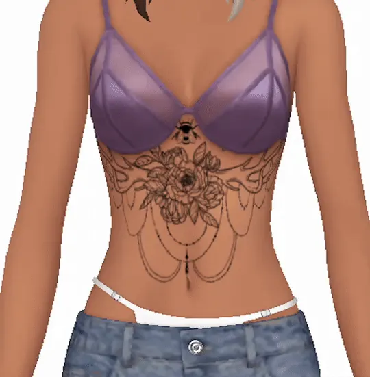 Vista previa de Sternum/Stomach Tattoo (Simblreen Day 1 Gift), detalles de piel de toastie-sim para Los Sims 4.