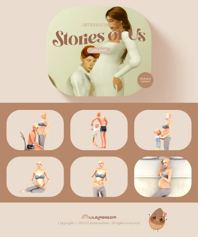 Vista previa de Stories of Us — 𝒑𝒐𝒔𝒆 𝒑𝒂𝒄𝒌, poses de lilalmondsim para Los Sims 4.