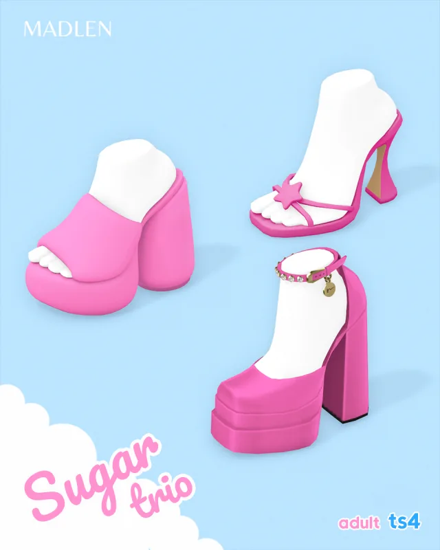 Vista previa de Sugar trio inspired by naked wolfes recent, zapatos de madlensims para Los Sims 4.
