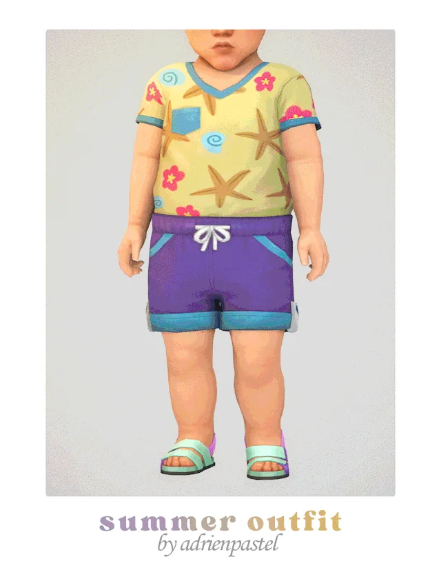 Vista previa de Summer conjunto (infantes), ropa de its-adrienpastel para Los Sims 4.