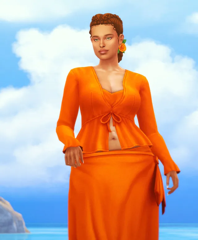 Vista previa de Summer in Tartosa 2024, cabello de rustys-cc para Los Sims 4.