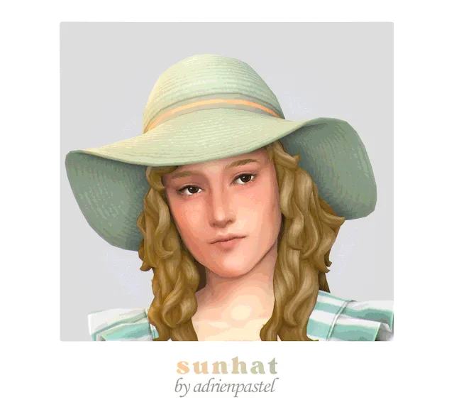 Vista previa de Sunhat, Bp Cap, Straw Fedora & Cowboy Hat (Kids conversiones), accesorios de its-adrienpastel para Los Sims 4.