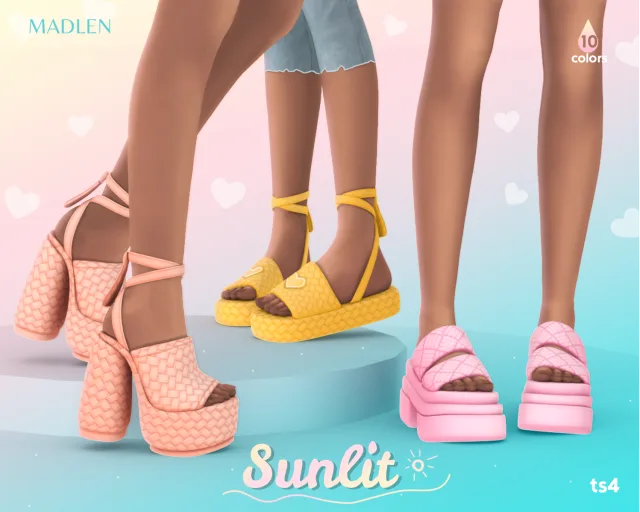 Vista previa de Sunlit shoe set stay cool and stylish with, zapatos de madlensims para Los Sims 4.