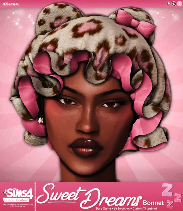 Vista previa de Sweet Dreams Bonnet, cabello de dhreamcc para Los Sims 4.