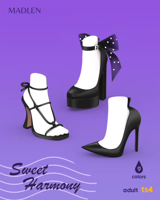 Vista previa de Sweet harmony set crafted for the muses of the, zapatos de madlensims para Los Sims 4.