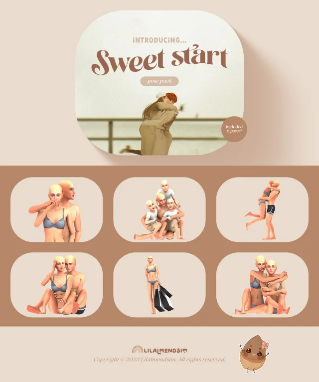 Vista previa de Sweet start β ππππ ππππ, poses de lilalmondsim para Los Sims 4.