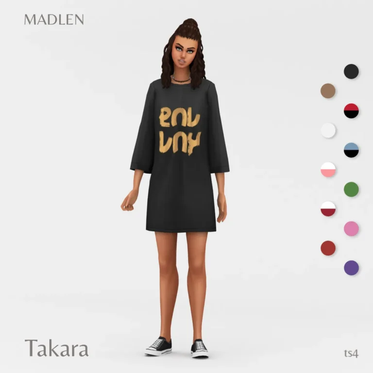 Vista previa de Takara shirt oversized t shirt for comfort that we, ropa de madlensims para Los Sims 4.
