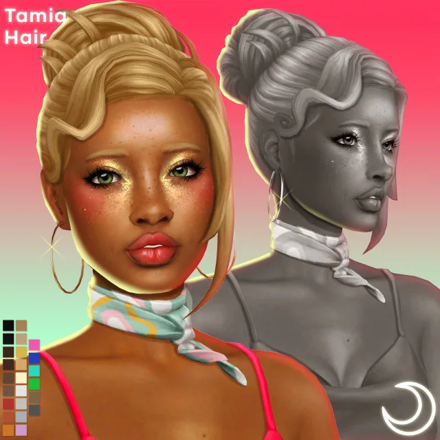 Vista previa de TAMIA cabello BY IMVIKAI, cabello de imvikai para Los Sims 4.